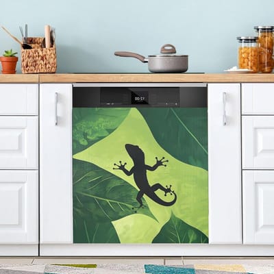 Vaatwasser Magneten - Keuken Decor - Keuken Opfrissen - Universele Pasvorm - 23x26 Inch - Silhouet Gecko