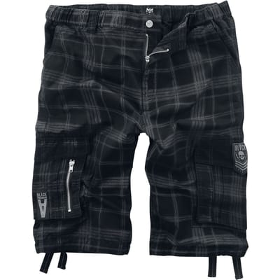 Black Premium by EMP Shorts - Black shorts with check pattern - S tot XXL - voor Mannen - zwart-grijs