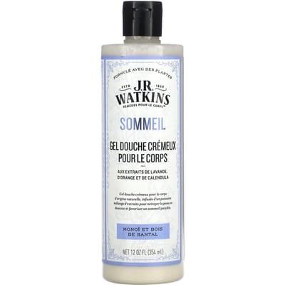 J R Watkins, Sleep, Gel Douche Crème, Monoï & Bois de Santal, 12 fl oz (354 ml) white