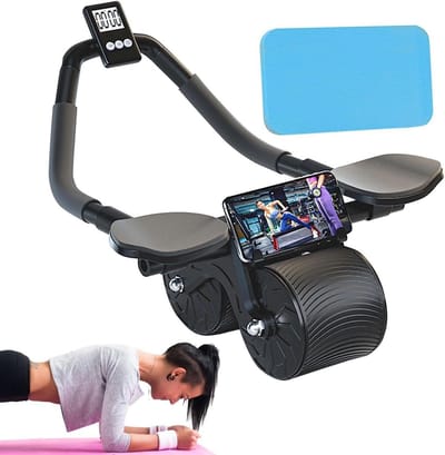 Buikwiel - Rolwiel Abdominal - Core Training - Automatische Rebound - 25 x 33 cm - Zwart