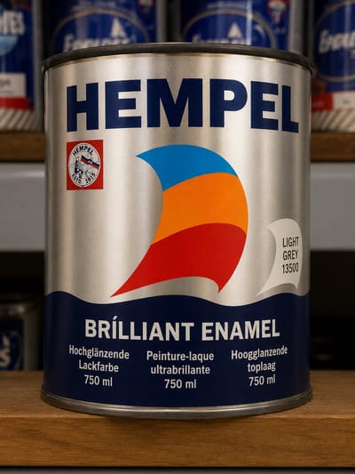 Hempel Brilliant Enamel Hoogglans Jachtlak Light Grey 19500 750 ml Slijtvaste Bootlak voor Hout, Staal, Aluminium en Polyester