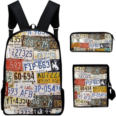 Populaire Nieuwigheid route 66 3D Print 3 stuks/Set leerling Schooltassen Laptop Dagrugzak Rugzak Schuin geplaatste schoudertas Etui