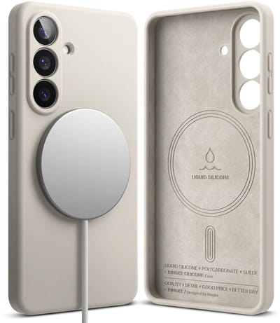 Ringke Silicone Magnetic Hoesje Geschikt voor Samsung Galaxy S26 | Compatibel met MagSafe / Qi2 | Back Cover met Magneet | Zacht Siliconen | Slank Design | Grijs