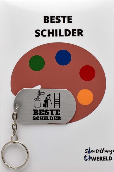 schilder Sleutelhanger inclusief kaart – schilder cadeau – schilder- Leuk kado voor je vriend om te geven - 2.9 x 5.4CM