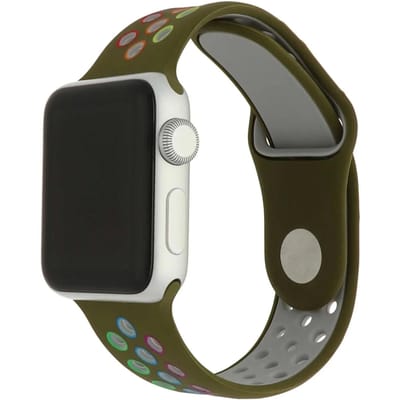 2+1 | Apple Watch Bandje Fusion - Dubbel - Siliconen - Kleurrijk Groen