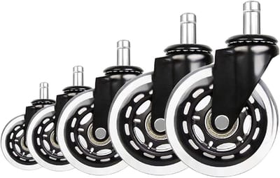 Stoel Wielen - Vervangende Zwenkwielen - Vloer Beschermen - Stille Rollen - 10mm Steel - Zwart Transparant