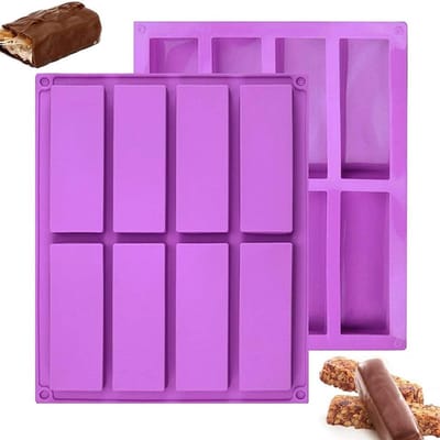 Set van 2 rechthoekige siliconen bakvormen, ideaal voor chocolade, muffins, brownies en meer lekkernijen