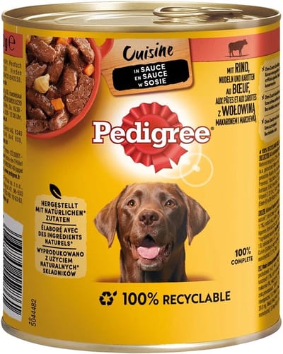 10x Pedigree honden natvoer Cuisine in Saus 800g Rund