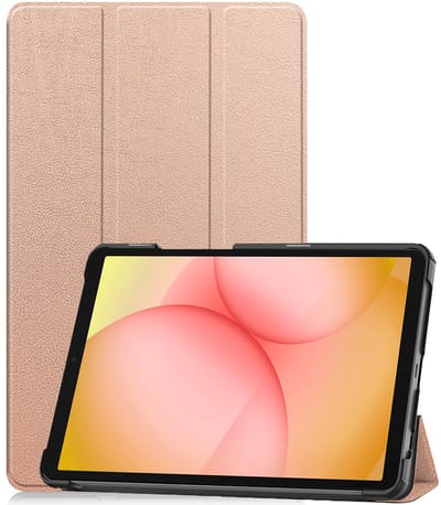 Hoesje - Geschikt voor Samsung Galaxy Tab A11 - Dun & Stevig - Trifold Bookcase - Hard Cover - Hardcover Book Case - Tablet Hoes - Rosé goud