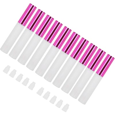 10 pièces Bouteille de Gloss à Lèvres Rechargeable Tube Vide DIY pour Huile à Lèvres Contenant Outil de Maquillage (Translucide) pink