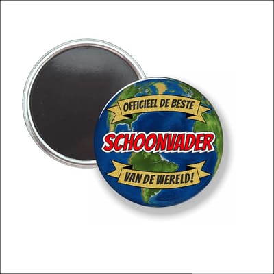 Button Met Magneet 58 MM - Officieel De Beste Schoonvader Van De Wereld - NIET VOOR KLEDING