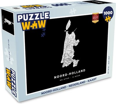 Puzzel Noord-Holland - Nederland - Kaart - Legpuzzel - Puzzel 1000 stukjes volwassenen