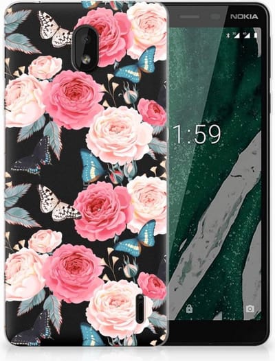 Nokia 1 Plus TPU Case Butterfly Roses