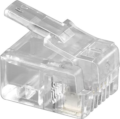 RJ11 krimp connectoren (6P4C) voor ronde telefoonkabel - 10 stuks / transparant