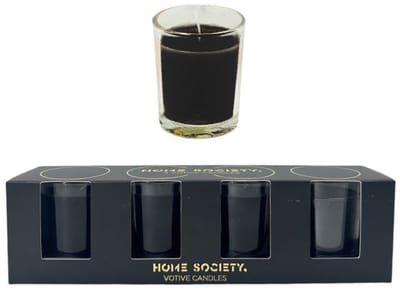 Home Society - Vier Votive Kaarsjes in een Verpakking - Zwart