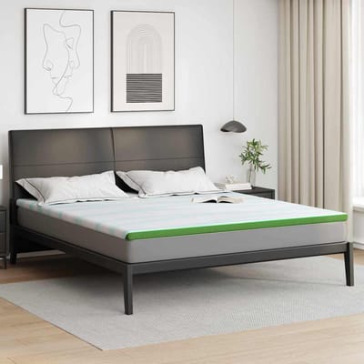 vidaXL - Matras - Topper - Wit - en - Groen - 180 - x - 200 - cm - Jacquard - Stof