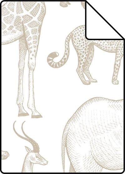 Proefstaal ESTAhome behang jungle dieren wit en beige - 26.5 x 21 cm - 139690-S