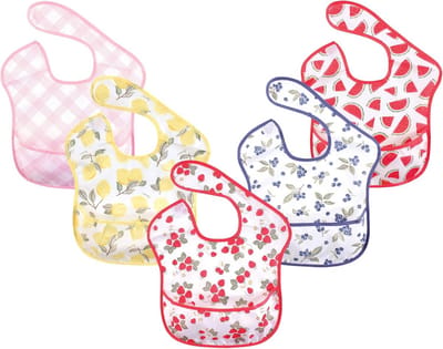 5-Pack Waterbestendige Slabbers met Kruimelvangzak voor Baby's