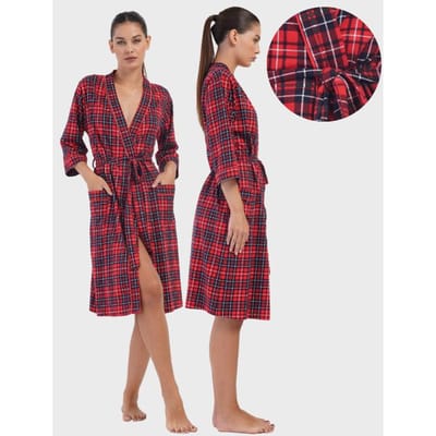 Robe de chambre en coton à nouer pour femme avec poches Confortable Vienetta XL black