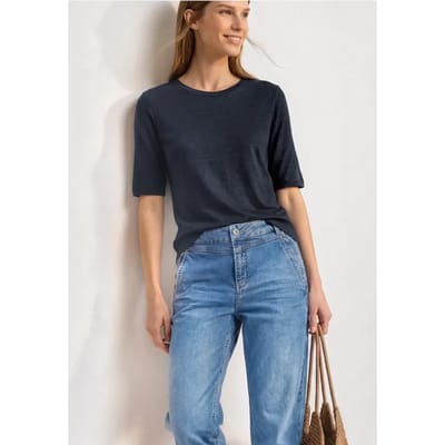 Basic Shirt met ronde hals in Unifarbe