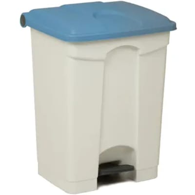 Engels Afvalbak Met Pedaal – 70 Liter, Wit Met Blauw Deksel