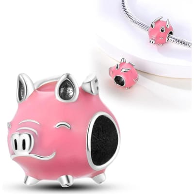 Bedelcomponenten Koperen Metaal Verguld Vliegend Hemels Klein Roze Varkentje Bedelcomponenten Compatibel Met Authentiek Origineel Armband Hoge Kwaliteit pink