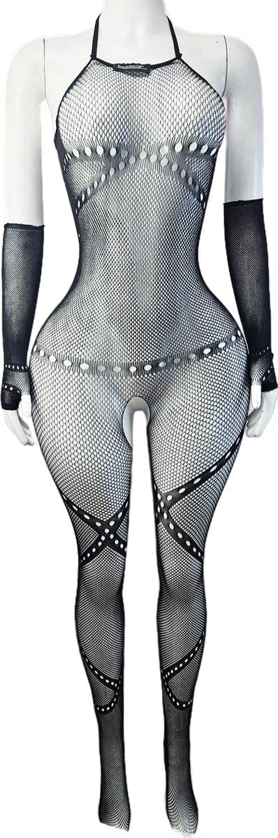 BamBella ® - Panty pak -Onesize - body suite set - Dames - Onesize - Erotische jumpsuit van kant erotische lingerie zwart
