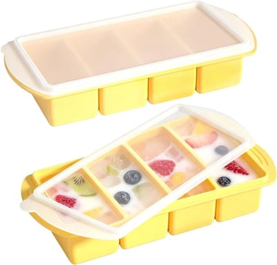 Vriesvormen van siliconen met deksel, 2 stuks, 250 ml, ideaal voor soep, bouillon, saus en ijsblokjes, BPA-vrij en gemakkelijk te gebruiken