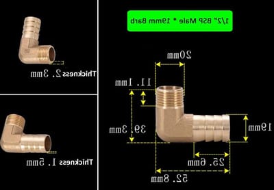 90 Graden Messing Bocht, 1/2" BSP NPT Mannelijke Draad met 19mm Slang Aansluiting voor Tuin en Waterleidingen