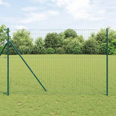 vidaXL - Euro-hek - met - grondbevestiging - 10 - x - 1,6 - m - PVC-Coated - Staal - Groen