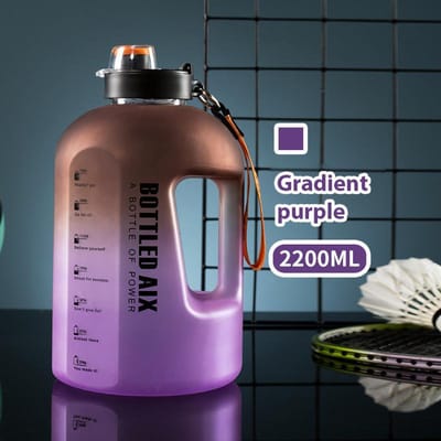 2.2L Sport Waterfles Ruime 1 Gallon Waterfles met Tijdschaal Bpa Vrij Harsfles Buitengebruik Fitness Water Praktisch Gebruik