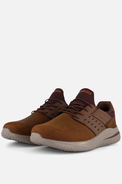 Skechers Delson 3.0 Ezra Instappers bruin Leer - Maat 45