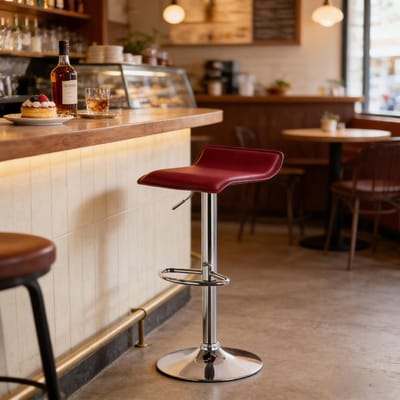 STILVORA Barkruk 62-84 Cm - Verstelbaar En 360 Graden Draaibaar - Voor Keuken, Bar En Balie - Kunstleer En Staal - Wijnrood