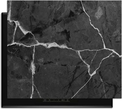 KitchenArt - Marble Charcoal - Inductie Beschermer - 65x52 cm - Kookplaat Beschermer - Luxe Afdekplaat Inductieplaat - Anti-slip & Oprolbaar - Beschermmat Inductiekookplaat