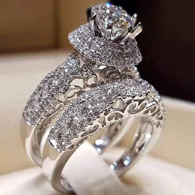 Huitan Nieuwe Trendy Dames Set Ringen Statement Sieraden Geometrisch Vormgegeven Moderne Bruiloft Verlovingsringen Dames Accessoires 10
