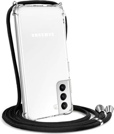 LuxeBass Hoesje geschikt voor Samsung Galaxy S22+ 5G met koord - draagriem - nek - kettinghoesje - Antishock - Transparant