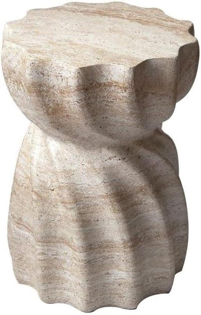 Bijzettafel - Koffietafel Bank - Woonkamer Decoratie - Unieke Travertijn Look - 35x49 cm - Naturel