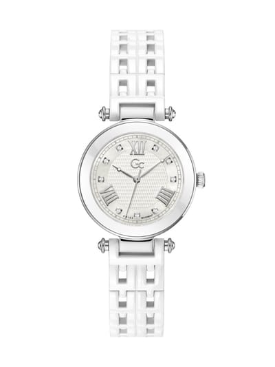 Gc Gc Primechic Quartz Analoog Horloge Wit Case: 100% Stainless Steel | Armband: 100% Ceramic 32 mm Y66004L1MF, Y65005L7MF