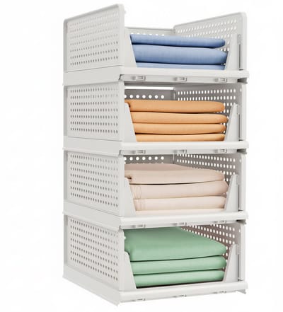 SONGMICS - Kledingkast - Stapelbare Organizer - Uittrekbare Mand Set van 4