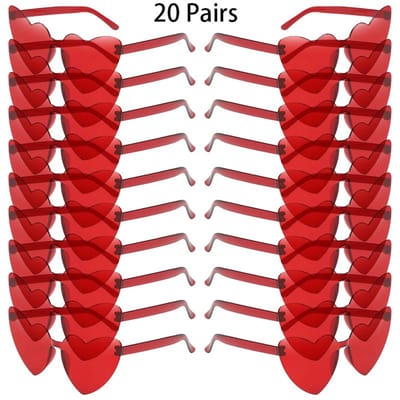 20 Paren Hartvormige Zonnebrillen Mode Randloos Effen Kleur Strand Zonnebrillen Dames Trendy Rave Zonnebrillen as picture shows