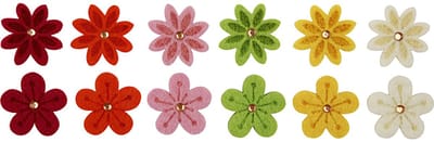 CC Vilten Bloemen met Strasstenen 30 mm 12 stuks