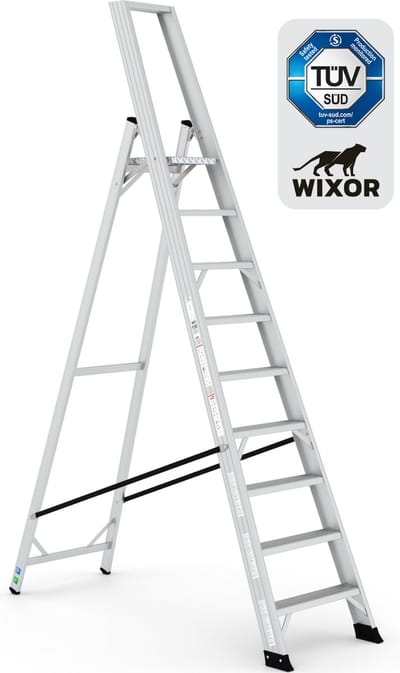 Wixor Trapladder Expert | Huishoudtrap 9 treden | Professionele trap | Bordestrap | Stevige Trap | Tuv-gecertificeerd | EN131