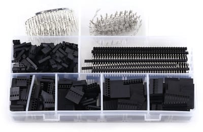 Dailygoods - Pin Connector - Jumper Wire Assortiment - 1450 Stuks - Zwart - Crimp Connectoren - Geschikt voor Elektronica - Hoogwaardige Kwaliteit