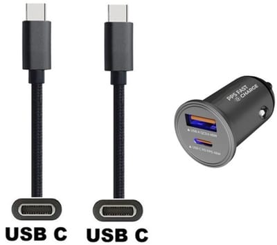 45W auto snellader met 2 poorten + 0,5m sterke USB C naar C kabel. Universele PD PPS lader. Autolader adapter past op Samsung Galaxy M06, M42, M20, M31s, M32, M33, Xcover 5, Xcover 6 Pro, Xcover 7 / 7 Pro, Xcover Pro, Xcover FieldPro