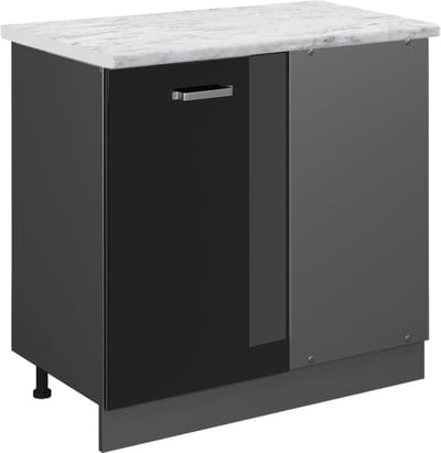 Vicco R-Line Hoekkast – 86 cm WB Marmer Zwart hoogglans