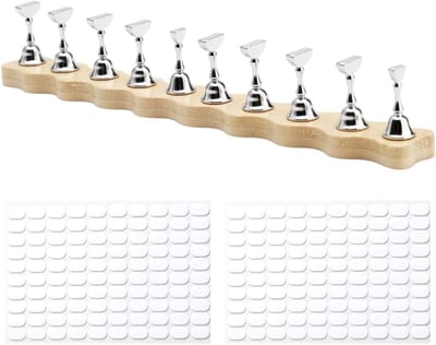 Magnetische Nagelstandaard met 10 Nageltips en 200 Hechtingskits voor DIY Acrylnagels, Magnetische Tips en Nagelkunst Accessoires