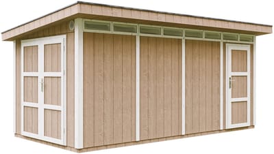 Timbela M905C-TERRA BROWN - LP SmartSide Tuinhuis op houtbasis - 11,47 m² - 530x279xH237 cm - met vloer en verf