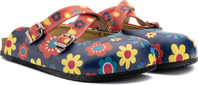 GOBY - Flowerpower - Slippers - Slipper - Klompen - Hoge kwaliteit - Handmade - Bloemenprint - Maat 35