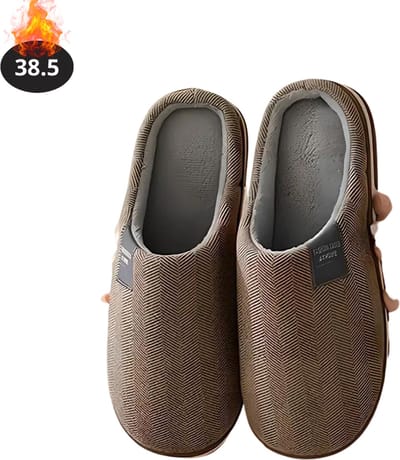 Nivard Warme Pantoffels - Sloffen - Slippers - Dames - Heren - Pluche - Maat 38.5 - Koffie