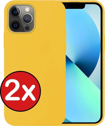 Hoesje - 2 Stuks - Geschikt voor Apple iPhone 13 Pro - Sterk & Shockproof - Telefoonhoes - Back Cover - Case Siliconen - Telefoon Hoes - Geel
